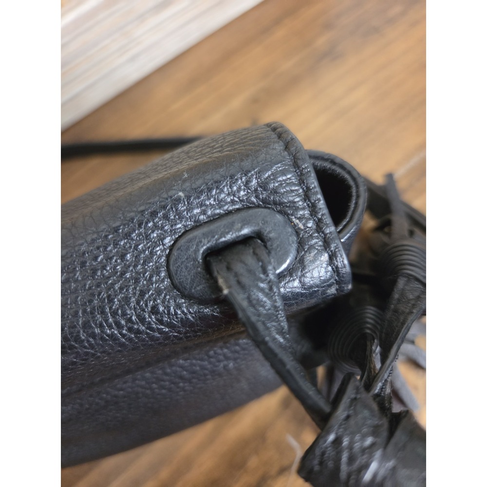 Tory Burch Black Pebbled Leather Thea Messenger Bag Flap Crossbody Purse Tassels - Picture 11 of 16